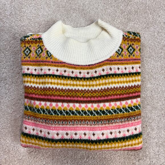 Talbots Fair Isle Mock Neck Long Sleeve Sweater Size L - Picture 1 of 5